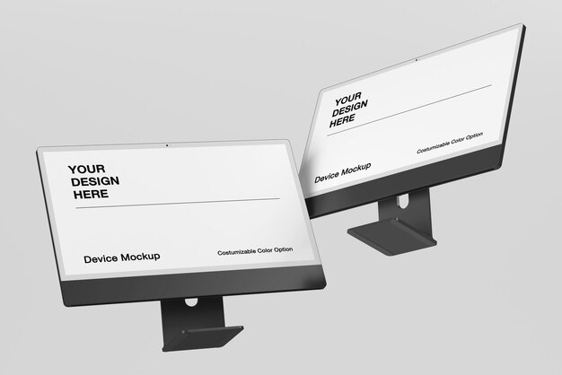 Mockup device computer with realistic scene Editable background and object color