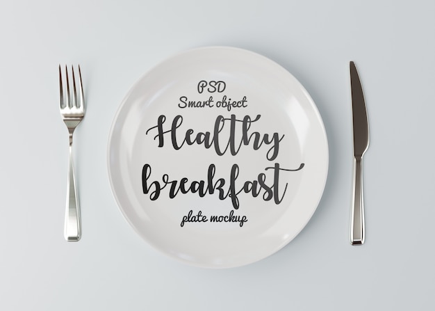 Mockup Fork with a knife near the plate on white