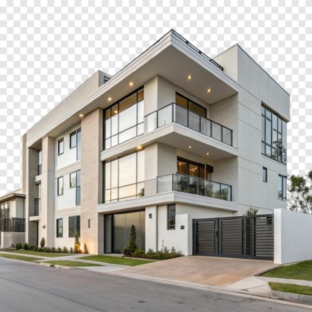 modern apartment building isolated on a transparent white background b