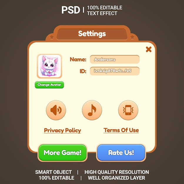 Modern casual game ui kit design Game UI Kit PSD Popup game ui button interface psd window ui