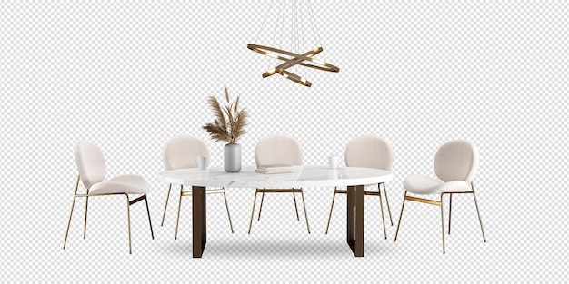 modern dining room interior design in 3d rendering