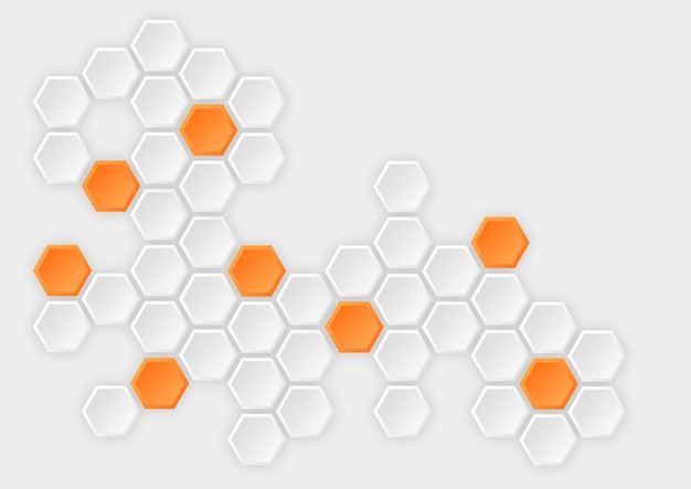 modern flat hexagonal background with orange gradient