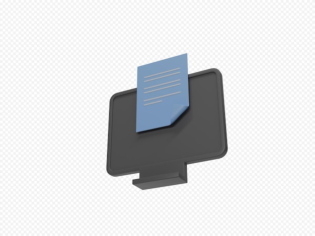 Monitor wit check list 3d rendering icon with transparent background
