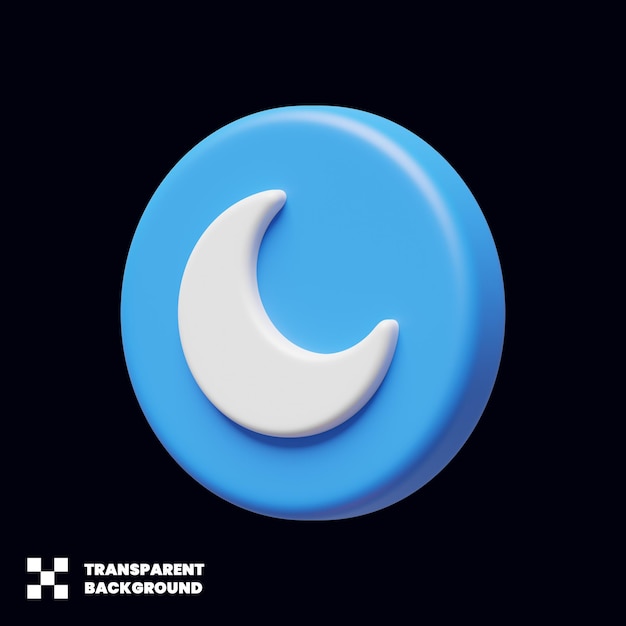 Moon Night Icon Dark Mode In 3D Render