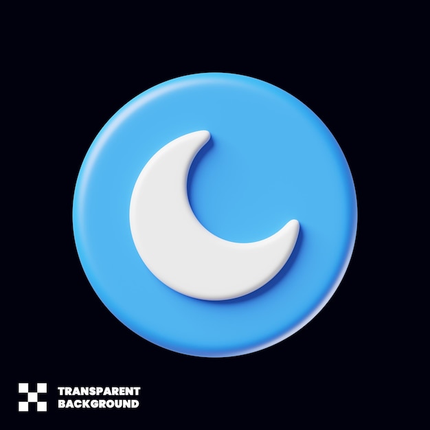 Moon Night Icon Dark Mode In 3D Render