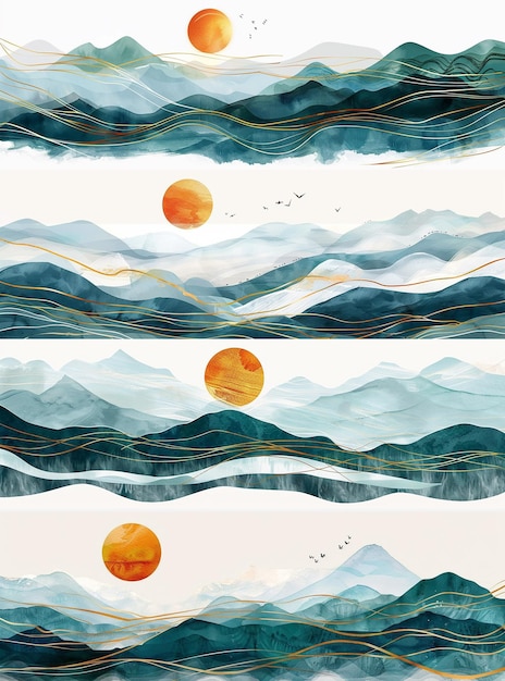 Mountain background vector minimal landscape art