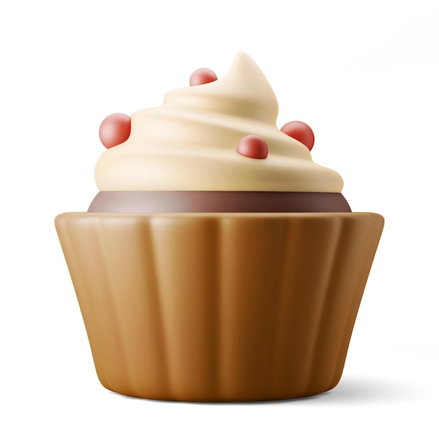 muffin cupcake autumn dessert 3d illustration 3d rendering 3d icon isolated