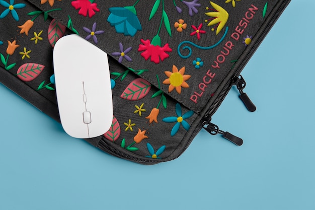 multicolored pattern case mock-up design for laptop