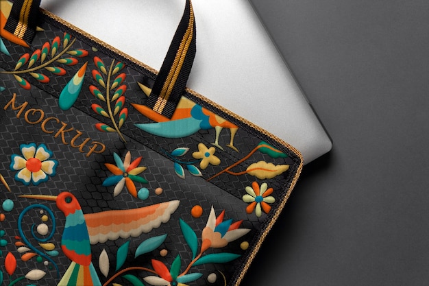 multicolored pattern case mock-up design for laptop