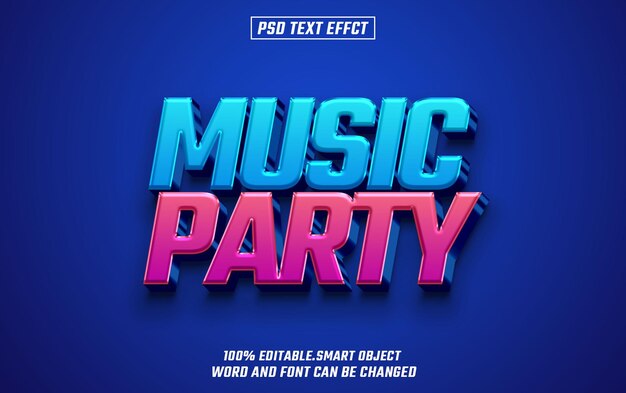 music party editable text font effect 3d text for title