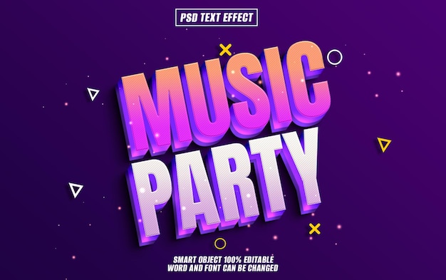 music party text effect font editable typography 3d text