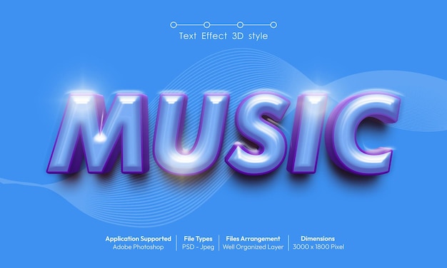 Music text effect with 3d font style