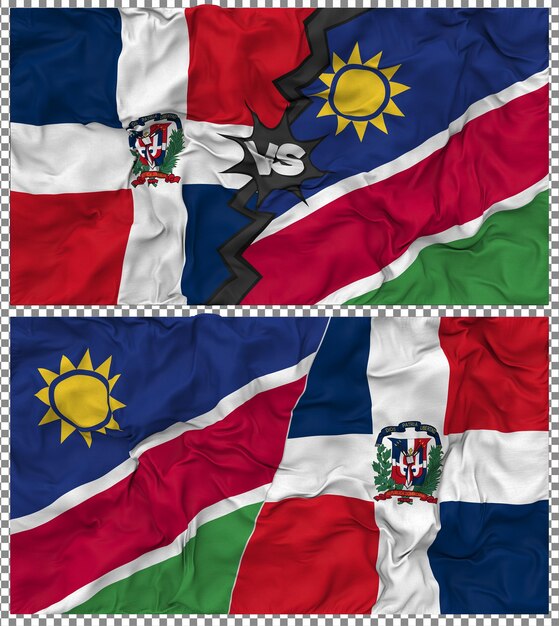 namibia vs dominican half combined flag cloth bump texture 3d rendering
