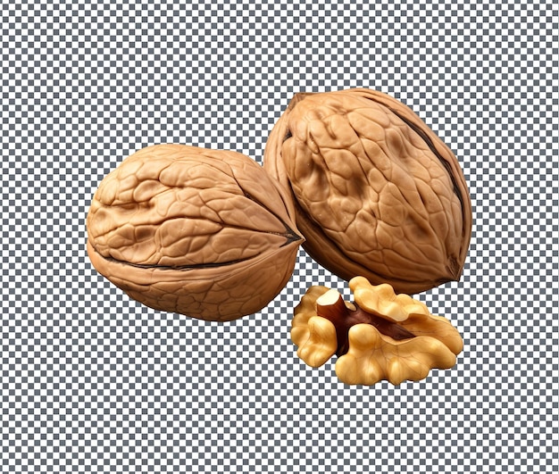 Natural and Fresh Walnuts isolated on transparent background