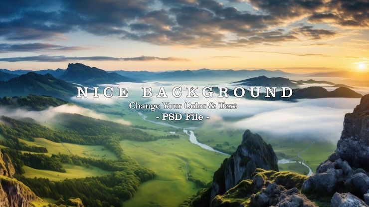 PSD natural summer view landscape mountain valley during morning sunrise generate ai image