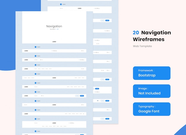 Navigation for web design wireframe kit