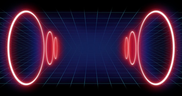 Neon abstract background psd, futuristic horizontal desktop wallpaper, 4k panoramic backdrop
