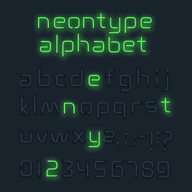 Neon Green Alphabet Font