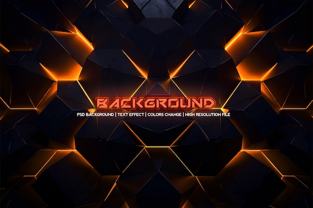 Neon Infusion Geometric Abstract Background and orange Neon Light with Neon Text Effect