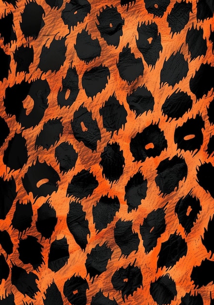 neon orange and black digital illustration pattern cheetah print design