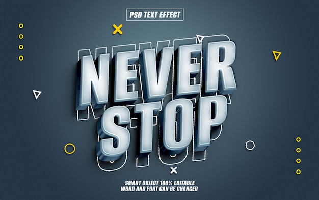 never stop text effect font editable typography 3d text