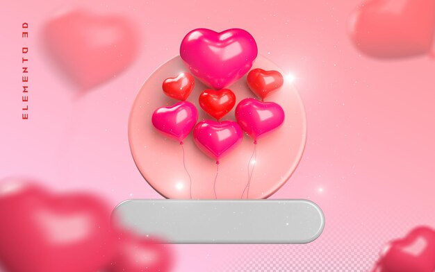 Nhãn trái tim 3D Bong bóng Ngày Valentine trống