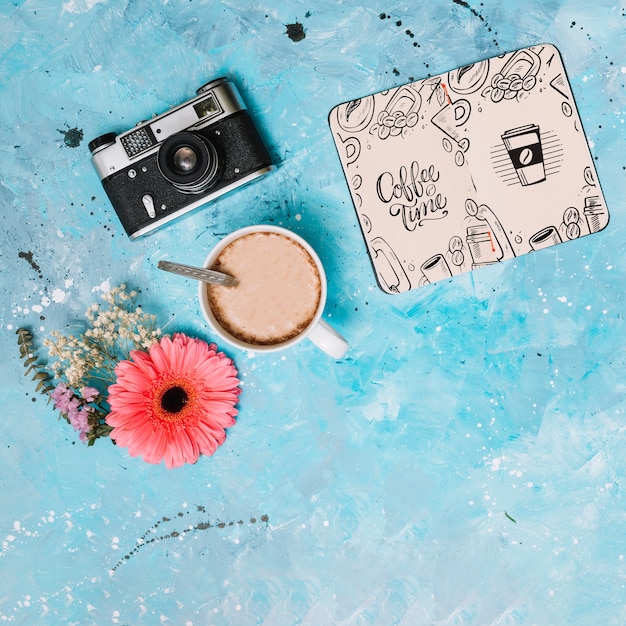 notebook mockup with spring concept