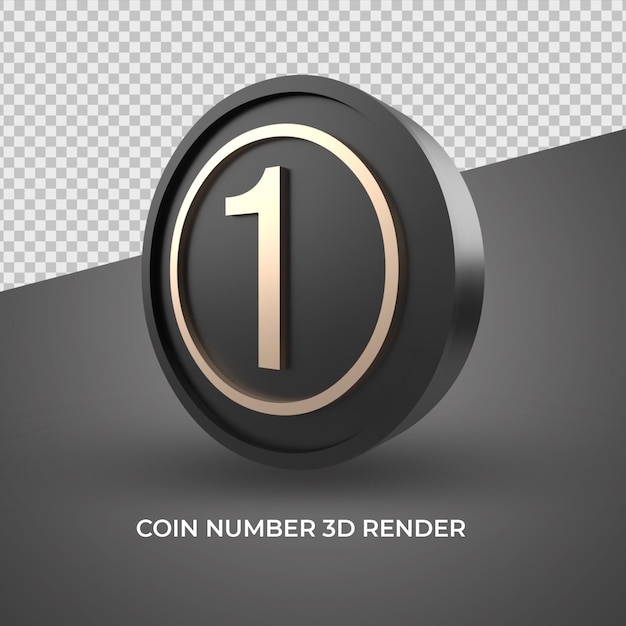 number  1 coin gold 3D luxury