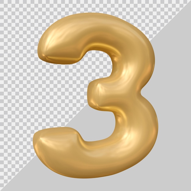 number 3 design with 3d style