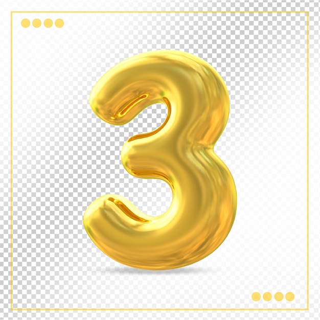 Number 3 gold luxury 3d