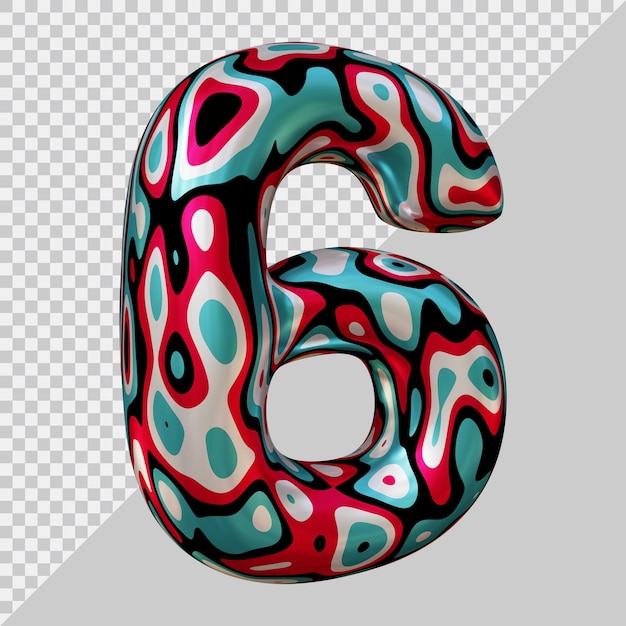number 6 with 3d modern style