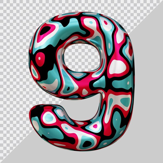 number 9 with 3d modern style