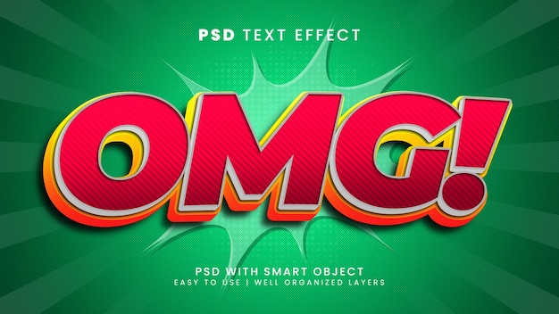 omg cartoon comic 3d editable text effect template style
