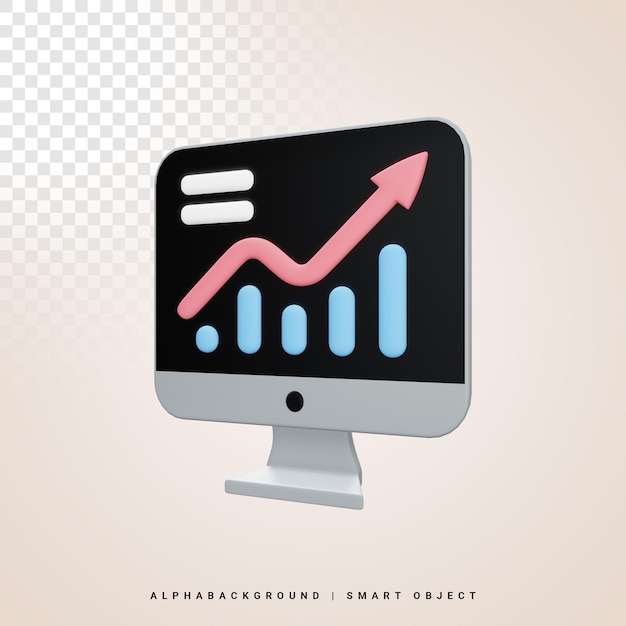 Online analytics 3d icon illustration