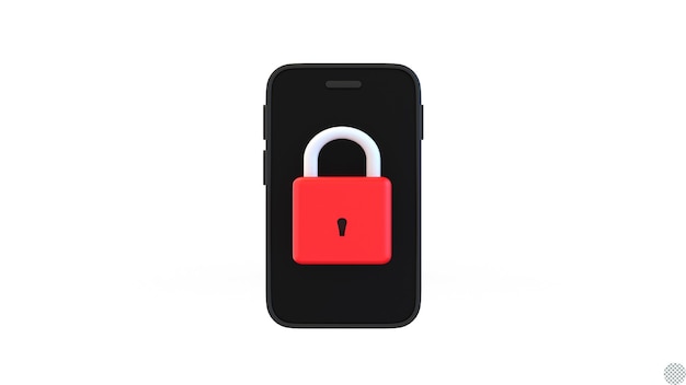 padlock with Smart Phone for online password security 3d render isolated illustration