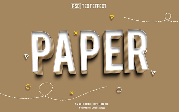 paper text effect font editable typography 3d text