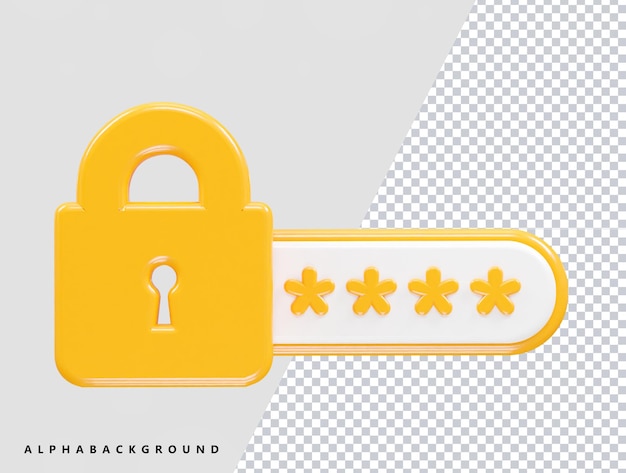 Password icon rendering illustration 3d element