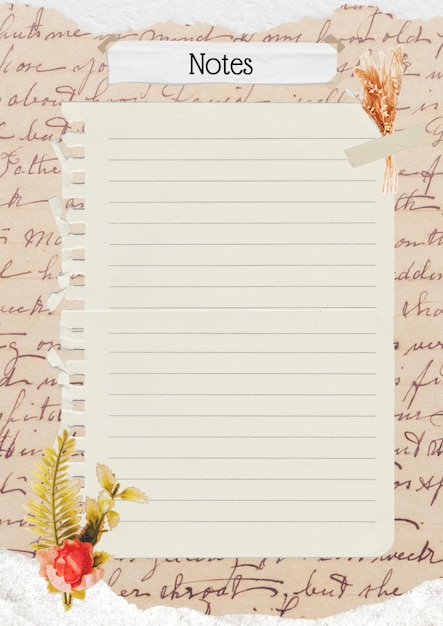 peach floral notes page border