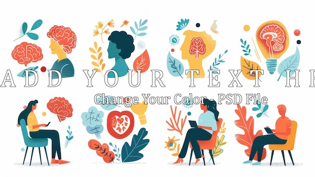 People with Brain Ideas Illustration