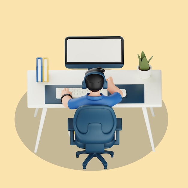 Person Working on Computer at Desk