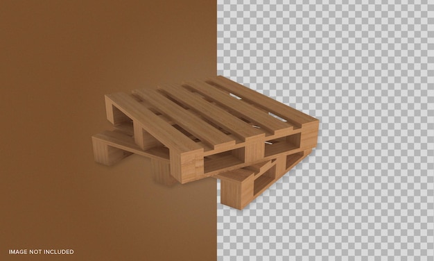 perspective view two wooden pallet isolated on transparent background