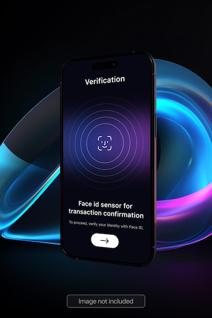phone mockup with a holographic gradient element on the background
