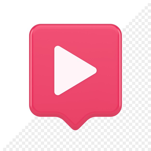 play button triangle right arrow multimedia content player web app design 3d realistic speech bubble icon