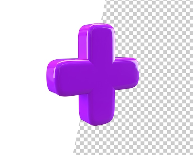 plus purple sign 3d render