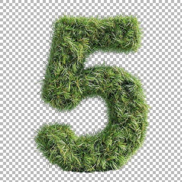 png number 5 in grass style isolated against a transparent background for nature designs fresh branding or ecofriendly typography applications