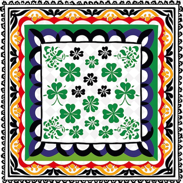 png whimsical st patricks day folk art with shamrocks and rainb tradional outline art collection
