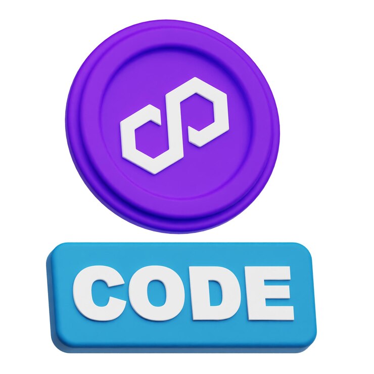 PSD polygon crypto token 3d icon isolated on the white background