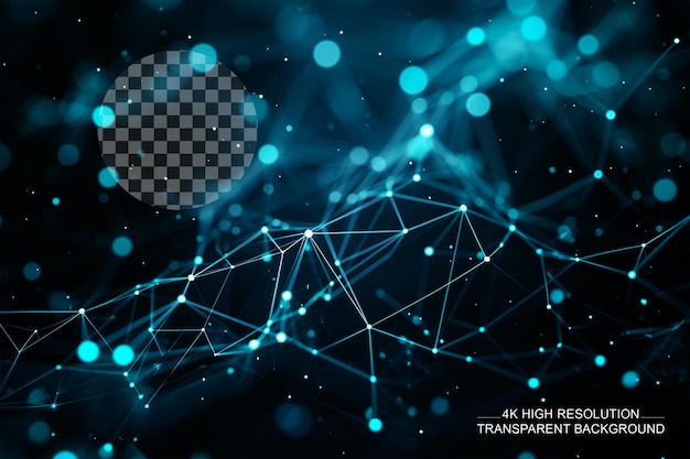 Polygonal background with dots and lines Network connections on transparent background
