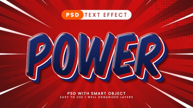 power editable text effect with blue and red text style