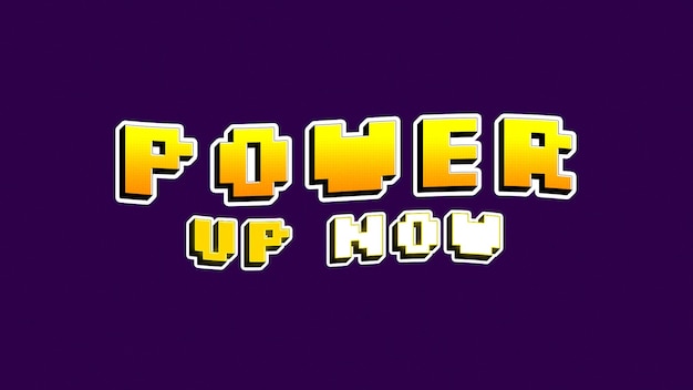 Power Up Now Cartoon Game Title Text Effect